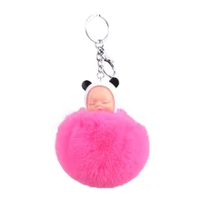 Алиэкспресс Лидер продаж-Плюшевый помпон-ключ "Помпон" Кольцо Милая панда кукла сумка для ключей Автомобильный подвесной орнамент