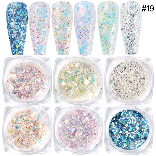Box Shining Sugar Effect Nail Glitter Powder Laser Candy Nail Art Pigment Flakes Dust Coloful Nail Decor Accessories LA1539-28