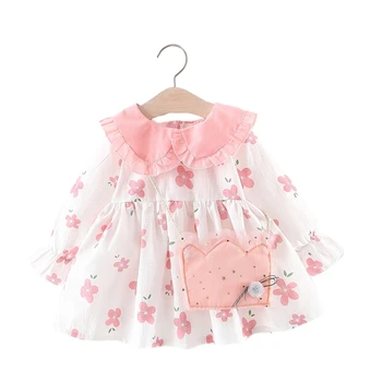 

Infant Clothing For Baby Dresses Girl Lovely Toddler Long Sleeve 1 Year Birthday Dress Newborn Girl Floral Print Princess Dress