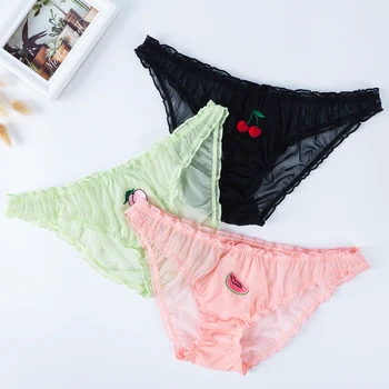 

Temptation Low-waist Women Sexy Lace Lingerie Panties 2020 New Fruit Embroidery Female Transparent Briefs Sweet Underwear