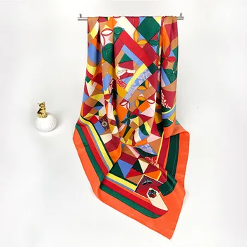 

20 colors Orange Scarf Women Female Square Bandana Scarves Luxury Brand Design Summer Girl Shawls Wraps 90*90cm