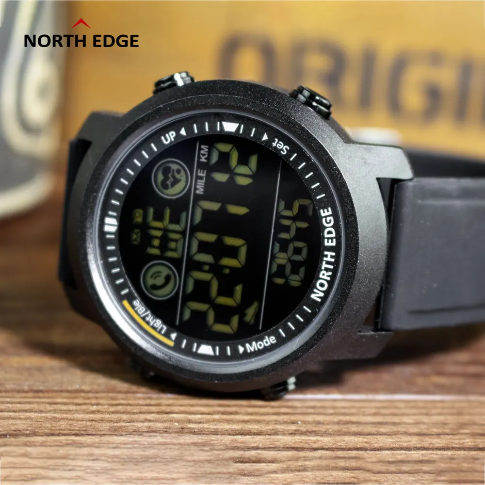 Оригинальные цифровые часы NORTH EDGE для мужчин пульсометр монитор сна спортивные