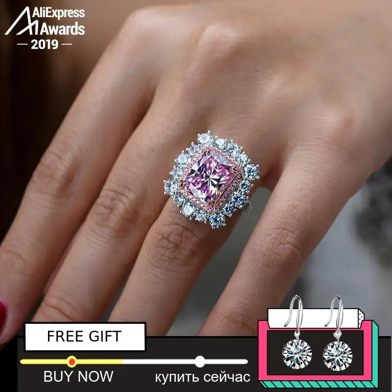 

not fake 12*10mm Radiant Cut Diamond Ring S925 sterling silver fine wedding citrine sapphire amethyst ruby coloured diamond