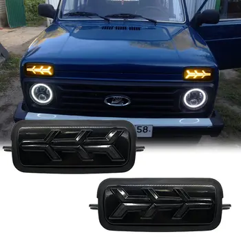 

2020 For Lada Niva 4X4 1995 LED DRL lights with Running Turn Signal Function Accessories Car Styling led Turning Lamp