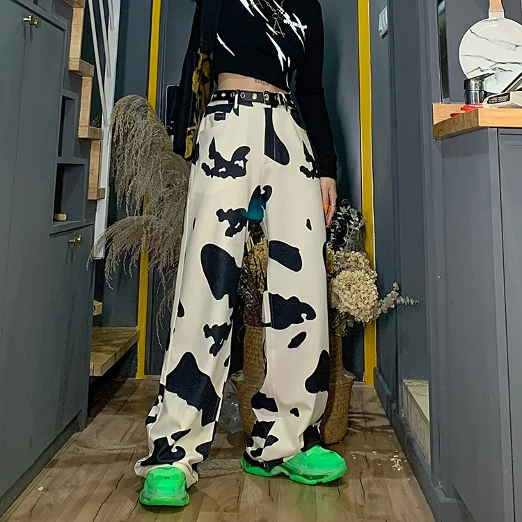 XUXI Comfortable Cow Wide Leg Pants Directly Canister Thin Woman Leisure Pants To Mop The Floor White Sweatpants FZ0137