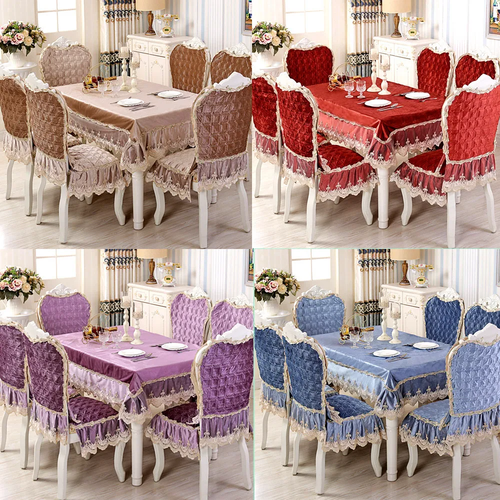 

High grade Luxury Europe Lace Tablecloth For Wedding Chair cover high Quality Solid Color Rectangular Round Dining Table Cloth