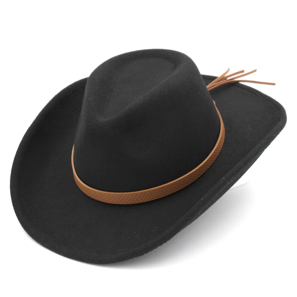 

Mistdawn Outdoor Wool Blend Upturn Roll-up Wide Brim Punk Chapeau Party Street Beach Panama Lover Top Hat Western Cowboy Cap
