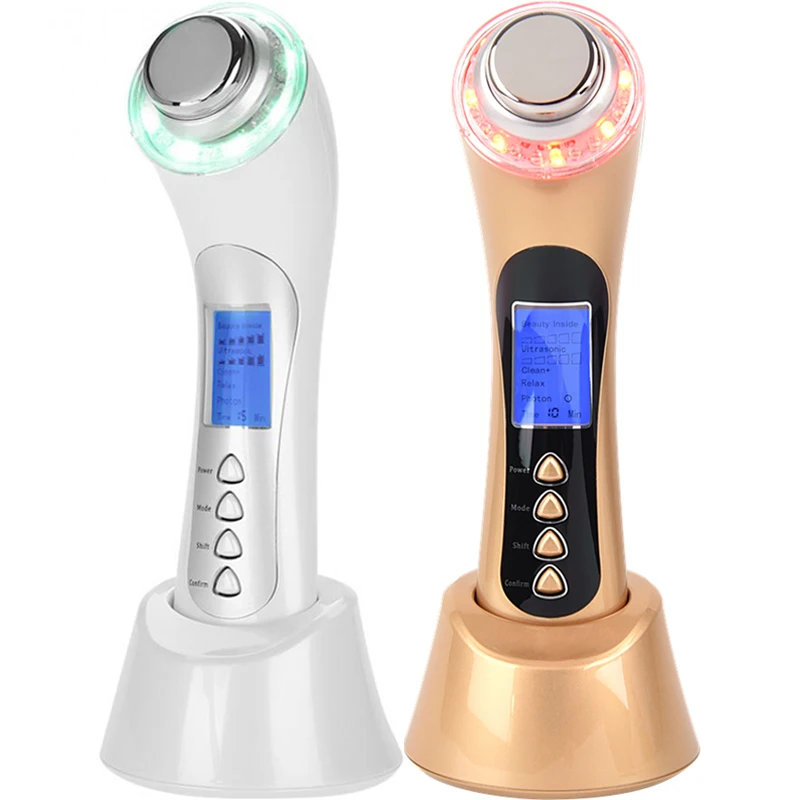 5 in 1 Skin Renewal Facial Massager Ultrasonic High Frequency Ion Led