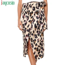Длинная свободная пляжная Женская юбка с высокой талией, леопардовая расцветка, модная женская юбка размера плюс, Летние повседневные вечерние юбки с разрезом