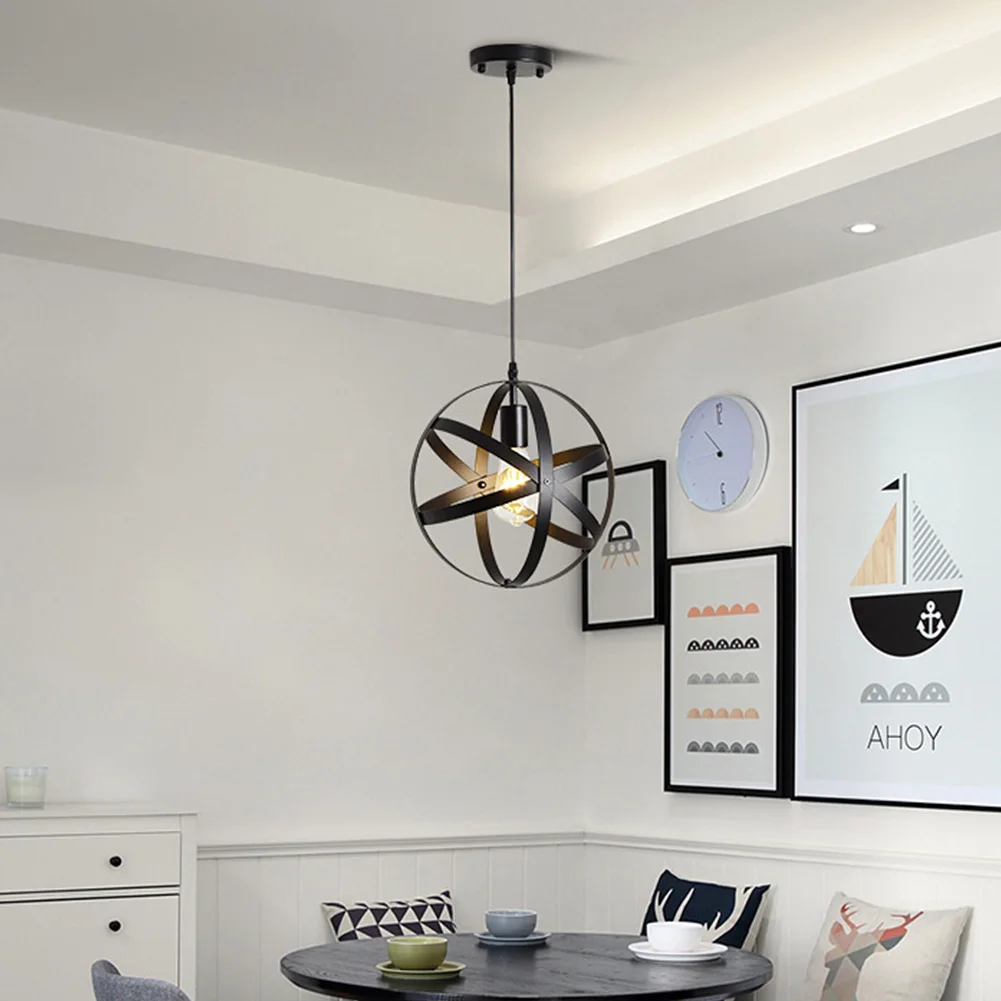 

Iron Art Globe Ceiling Light Bedroom Indoor Lighting Chandelier Fixture Vintage Industrial Pendant Lamp Led Hallway E27