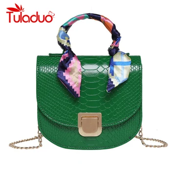 

New Design Women Messenger Crossbody Bags With Scarf Alligator Print Totes Ladies Hand Bags Female Small Chain Shoulder bag