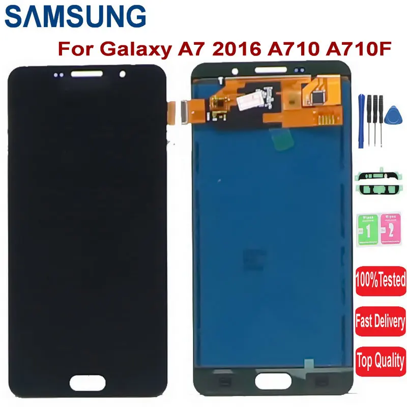 

100%Tested For Samsung Galaxy A7 2016 LCD Display A710 A7100 A710F A710M LCD Display Touch Screen Digitizer Assembly Replacement