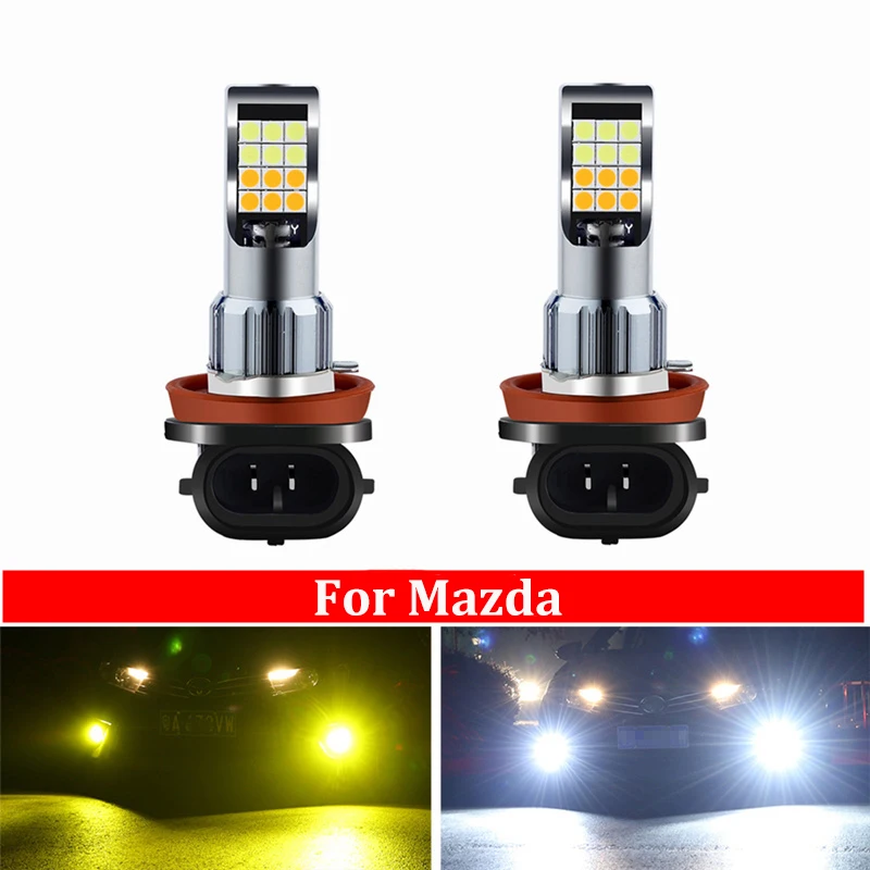 

2PC H11 H8 Car LED Bulbs Driving Fog Light Dual Color Lamp Bulb For Mazda 3 5 6 axela atenza CX-5 CX-7