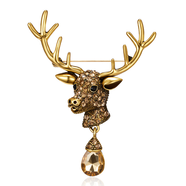 Rhinestone Christmas Deer Reindeer Snowflake Lady Brooch For Women Pins Elk Suit Coat Sweater Scarf Jewelry Corsage Gifts