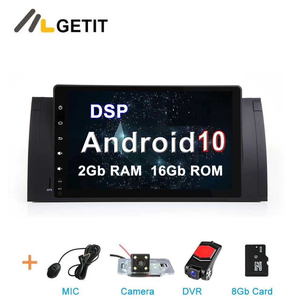 Android 10,0 Автомобильный DVD стерео gps Мультимедиа для BMW E39 E53 M5 X5 с радио WiFi BT навигация - Цвет: 2G CAMERA-DVR-SD DSP