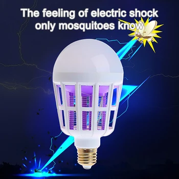 

220V E27 15W UV LED Bulb Mosquito Killer Lamp 2 In 1 Mosquito Trap Insect Killer Light Bulb Fly Bug Zapper Night Light Bedroom