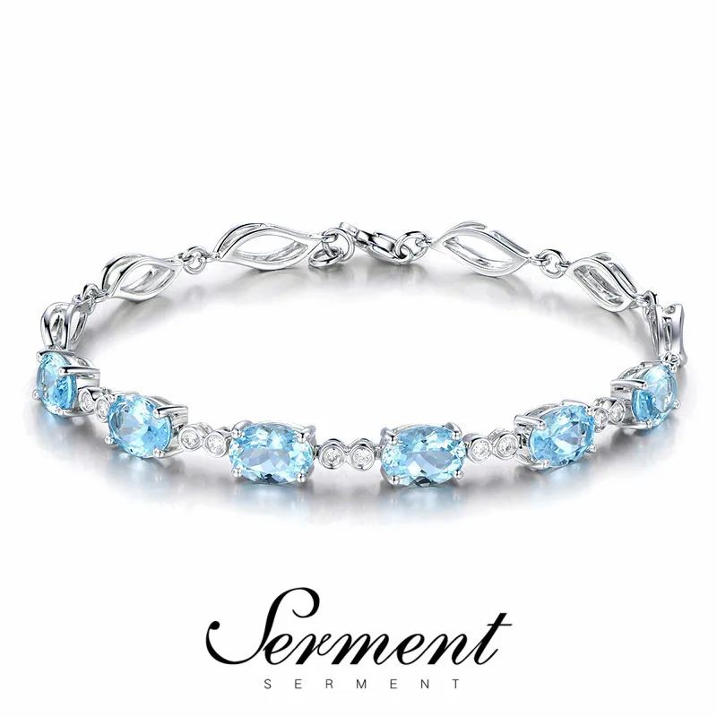 

SERMENT Luxury Elegant Fashion Jewelry Rings Blue Crystal Jewelry Accessories Rings for Women Princess Silvered Luxury Rings