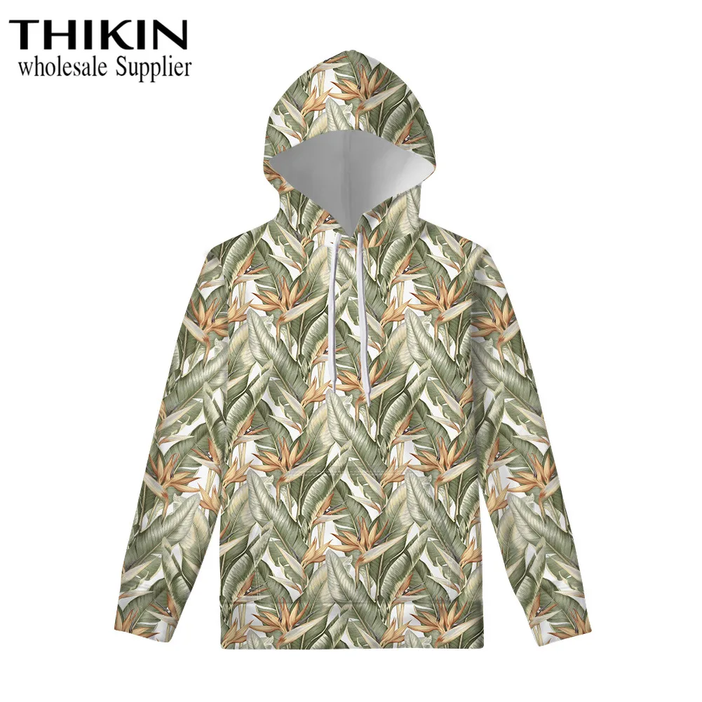 THIKIN/толстовки с тропическими пальмовыми листьями и цветами для мужчин и женщин; толстовки с капюшоном; модные повседневные спортивные костюмы для девочек; пуловер с капюшоном - Цвет: as picture