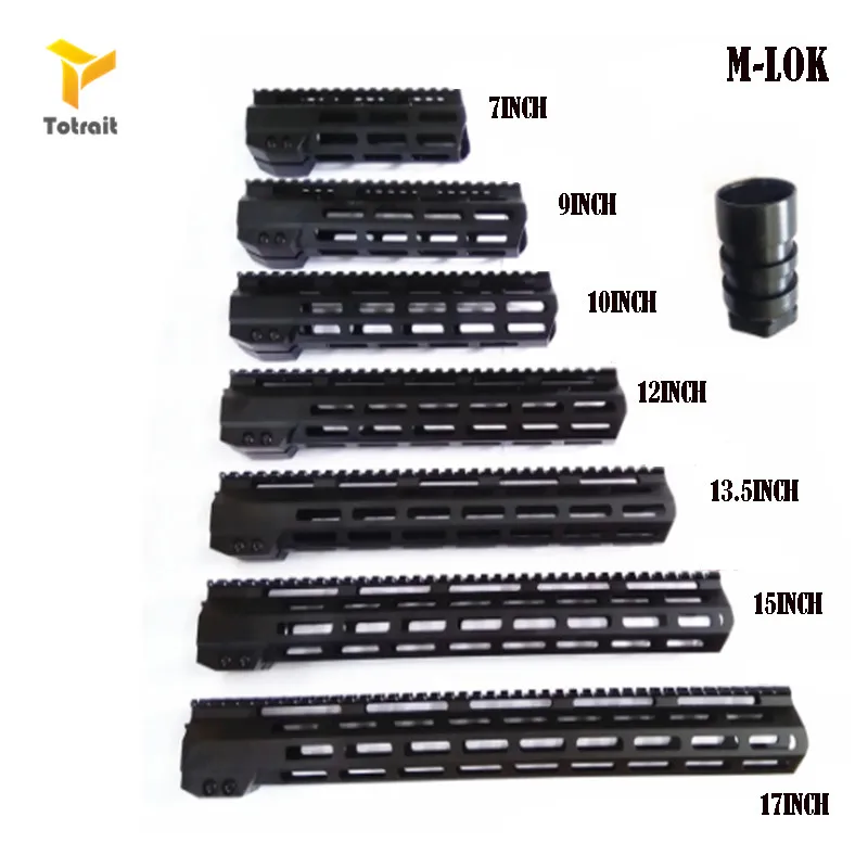 

TOtrait 7" 9" 10" 12" 13.5" 15" 17" AR15 Free Float Handguard Picatinny Rail Slim Style Steel Scope Mount Riflescop Barrel Nut