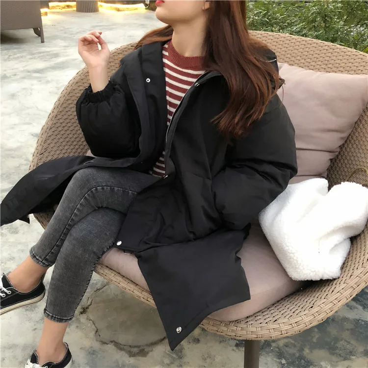 Photo Shoot Thick Couples Long Sleeve Hooded Mid-length Cotton-padded Clothes Cotton Coat