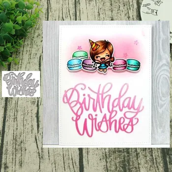 

New 2019 Birthday wish letter Metal Cutting Dies Scrapbooking background craft Card Making Rectangular Pattern