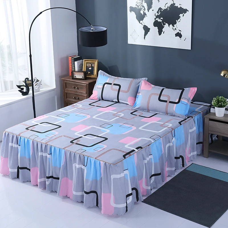 Bed Skirt-8 Домашний текстиль покрывало Европейский стиль покрывало полиэстер хлопок постельные юбки цветы красочные постельное белье размер queen - Цвет: Bed Skirt-8