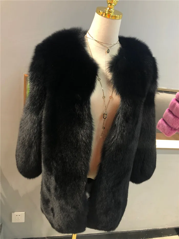 Abbigliamento donna autunno inverno длина 77 см Женская куртка из натурального меха Красной лисы зимнее плотное мягкое теплое пальто из натурального меха лисы