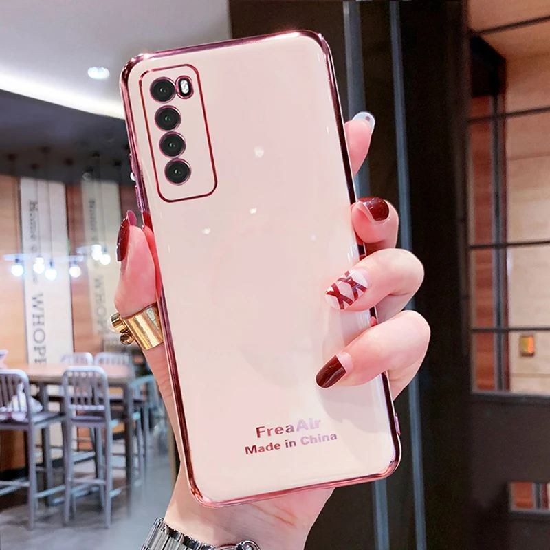 Nadege Mạ Điện Dành Cho Huawei P40 P30 P20 Lite Danh Dự 10 Lite 20 30 20i Pro 10i 9X 8X X10 MAX 10 Lite Vòng Kẹp Đứng Ốp Lưng huawei pu case Cases For Huawei