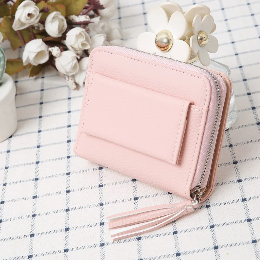 Women’ s Fashion Trend Solid Color Long Fringed Leather Card Wallet women portefeuille femme monederos para mujer new carteira