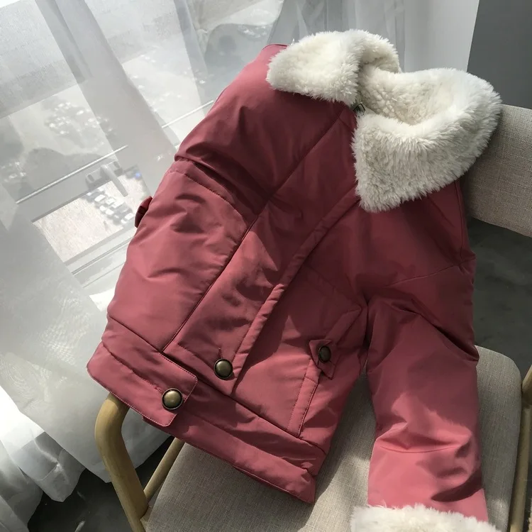 Winter New Pure Color Thickened Short Cotton Jacket Lamb Wool Bread Clothes for Women Chaquetas Mujer Invierno