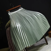 Новые Модные осенние женские макси юбки зеленые белые длинные плиссированные женские юбки Saias пачка Midi Faldas винтажная Зимняя юбка