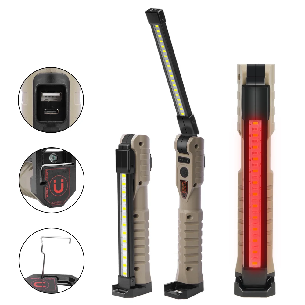 Rechargeable LED Work Light 1000 Lumens COB Work Lights with Power Capacity Indicator Handled Flashlights for Outdoor Car Repair led flashlight led work light work light