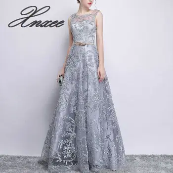 

New 2020 Dress Elegant Banquet Champagne Lace Sleeveless Floor-length Long Party Formal Gown plus size Robe De Soiree