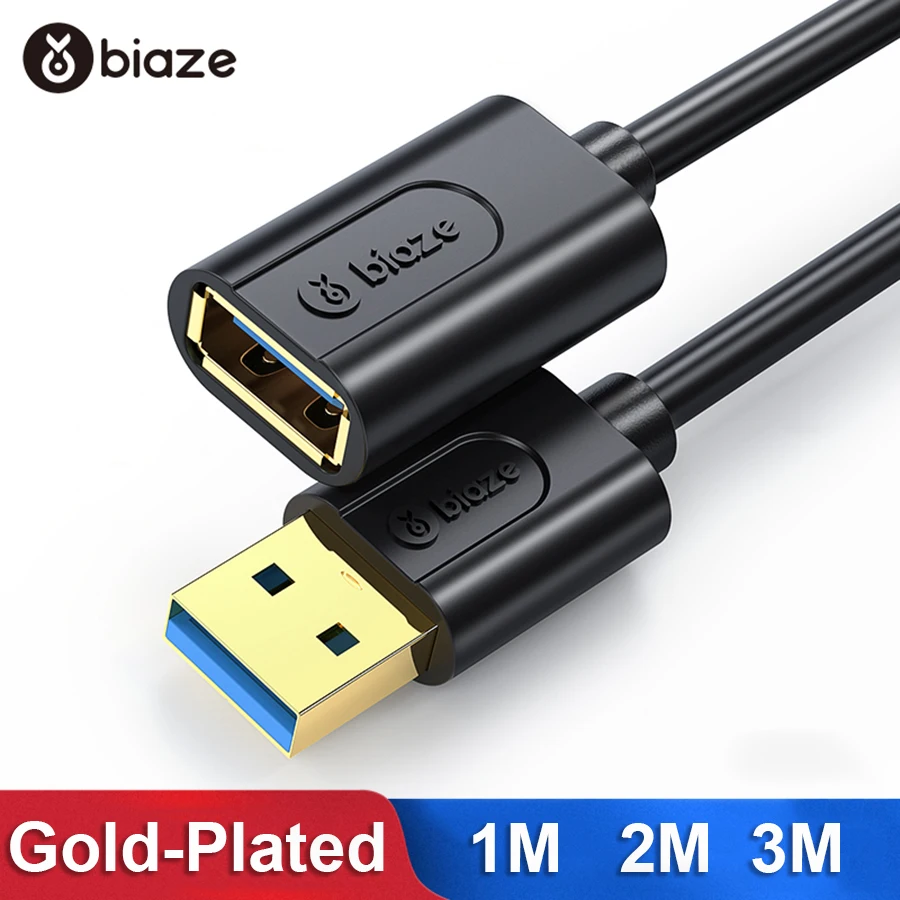 Biaze USB удлинитель USB 3,0 2,0 кабель для Smart tv PS4 SSD компьютер USB 3,0 удлинитель данных шнур мини USB удлинитель