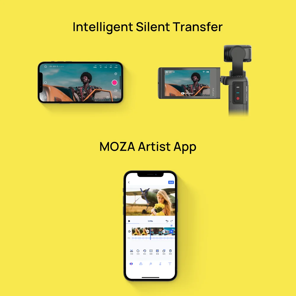 MOZA MOIN Pocket Camera 3-axis Anti-shake 2.45 Inch Touch Screen 4k 1080p Wide Angle Handheld Gimbal Stabilizer Pocket Camera