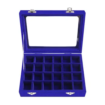 

24 Girds Earrings Ring Jewelry Storage Box Elegant Stackable Jewelry Tray Case Holder Organizers Storage Showcase with cover
