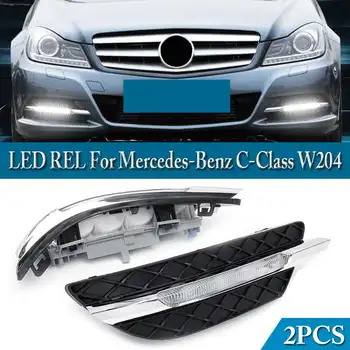 

1 Pair White LED Daytime Running Light LED DRL Amber Turn Signal Light Fog Lamps For Mercedes-Benz C-Class W204 2011 2012 2013