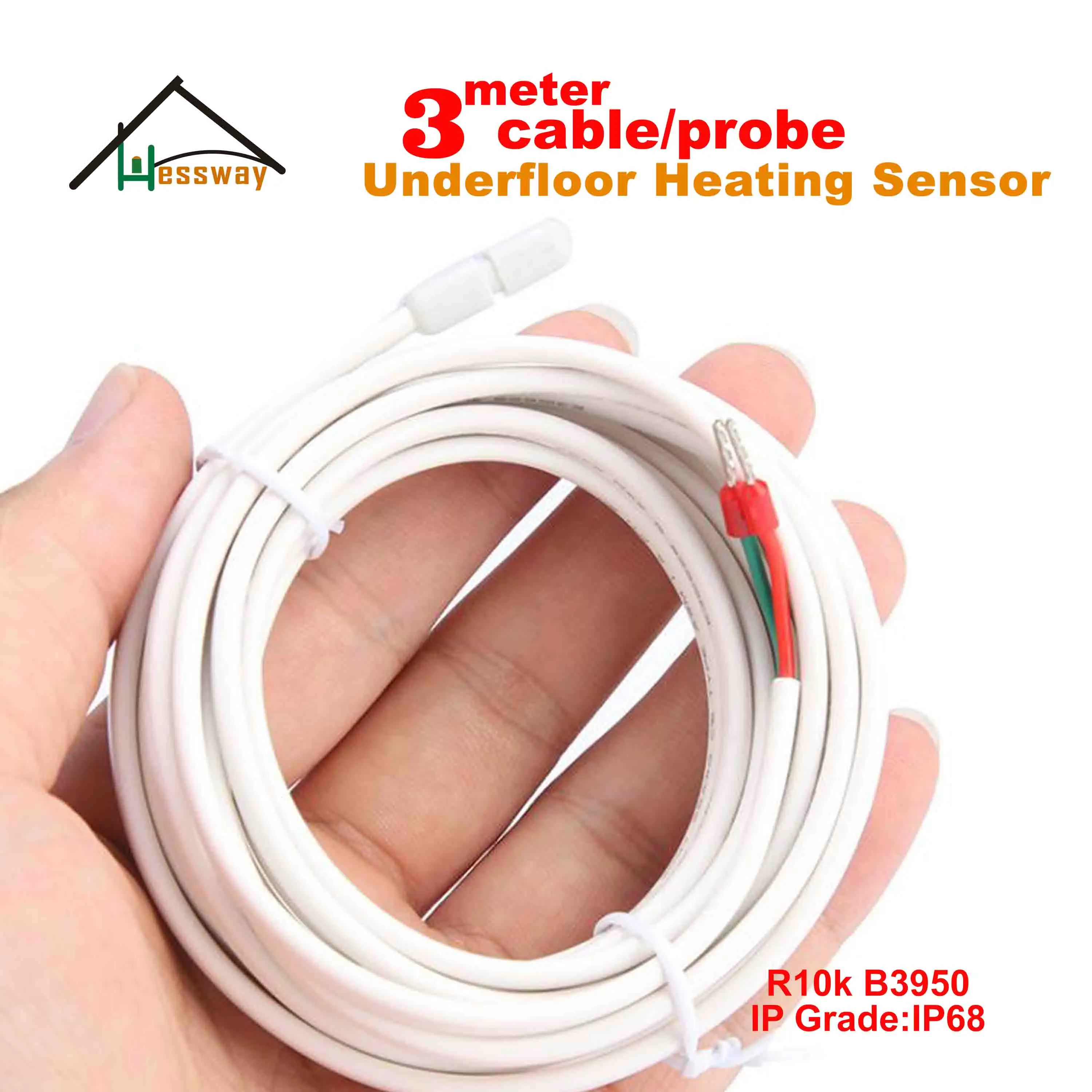 

White Length 3M IP68 thermocouple temperature control sensor probe for thermostat NTC 10k 3950