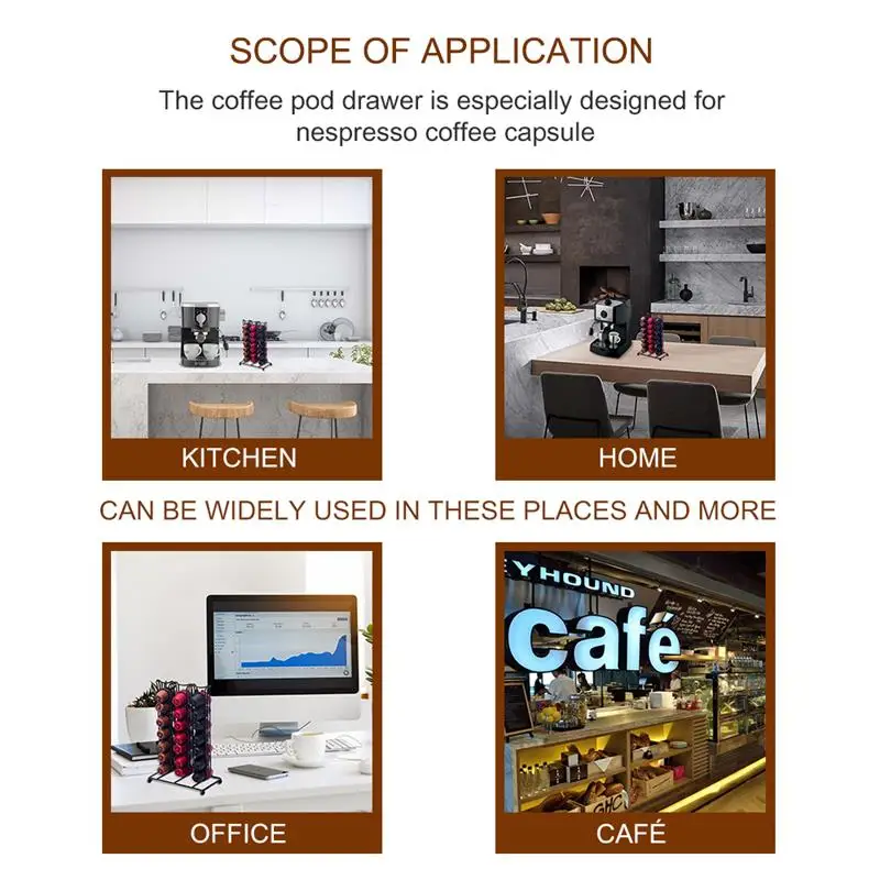 42Cups For Nespresso Coffee Pods Rotating Rack Coffee Capsule Stand bracket Capsules Storage Shelve Organization Holder