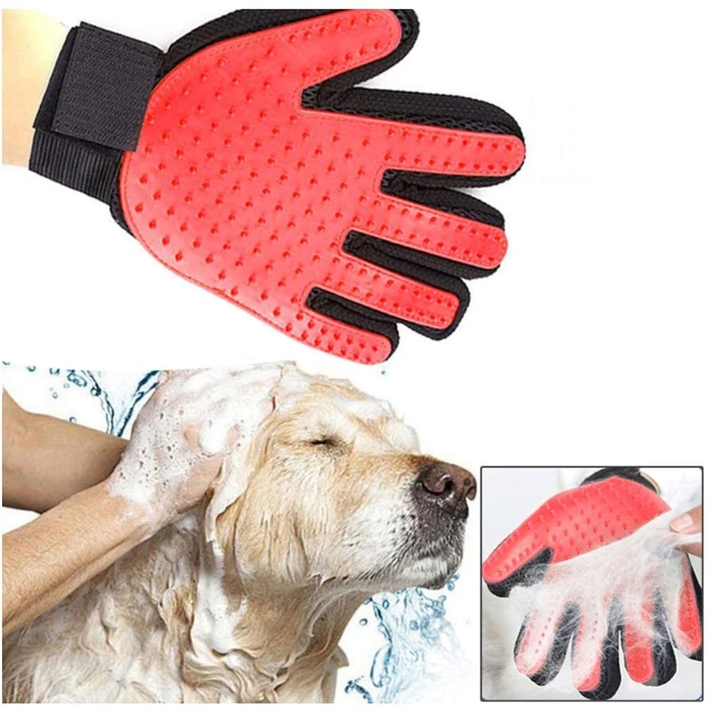 Guante de aseo para mascotas, guante de lana para gatos, cepillo de pelo para mascotas, guante para masaje para limpieza de perros y animales