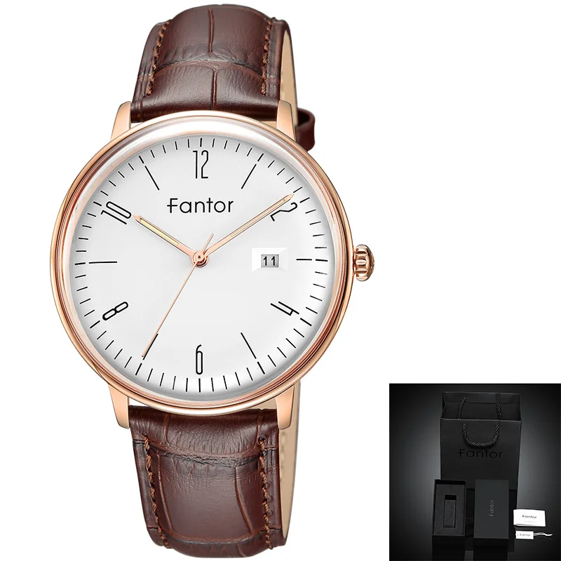 Fantor Top Brand Luxury Watch Men 2020 Leather Strap Waterproof Quartz Wristwatch Men's Casual Business Man Clock with Box 