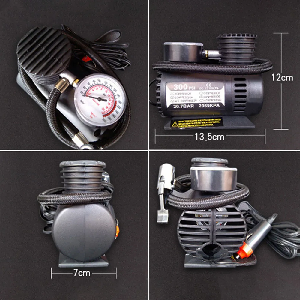 300PSI 12V Мини Автомобильный воздушный компрессор авто портативный надувной насос для шин с манометром