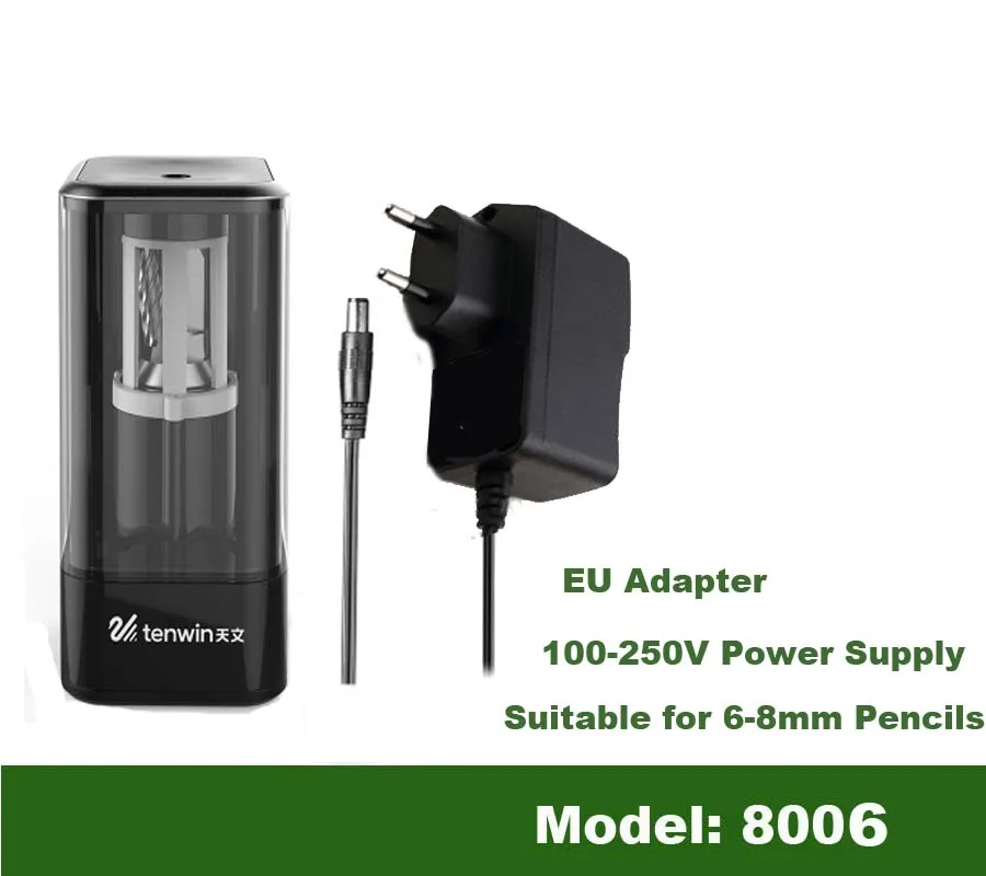 8006-BLACK-EU Автоматическая электрическая точилка для карандашей сверхмощная перезаряжаемая для класса авто Стоп быстрая заточка в 3s школьные офисные канцелярские принадлежности - Цвет: 8006-BLACK-EU
