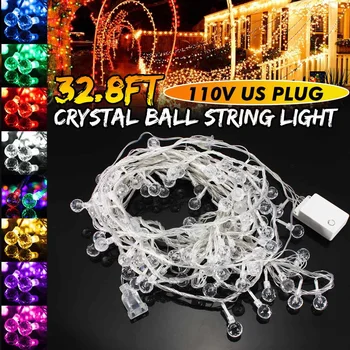 

32.8FT 100LED Crystal Ball String Light Outdoor Waterproof Globe Fairy Lamp for Patio/Garden/Party/Wedding Decoration 110V US