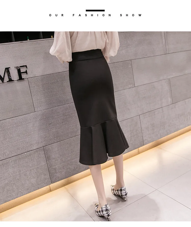 Spring And Summer Slim Fit Skirt Mid-length Irregular Fishtail Skirt All-match Bag Skirt Flounced Skirt