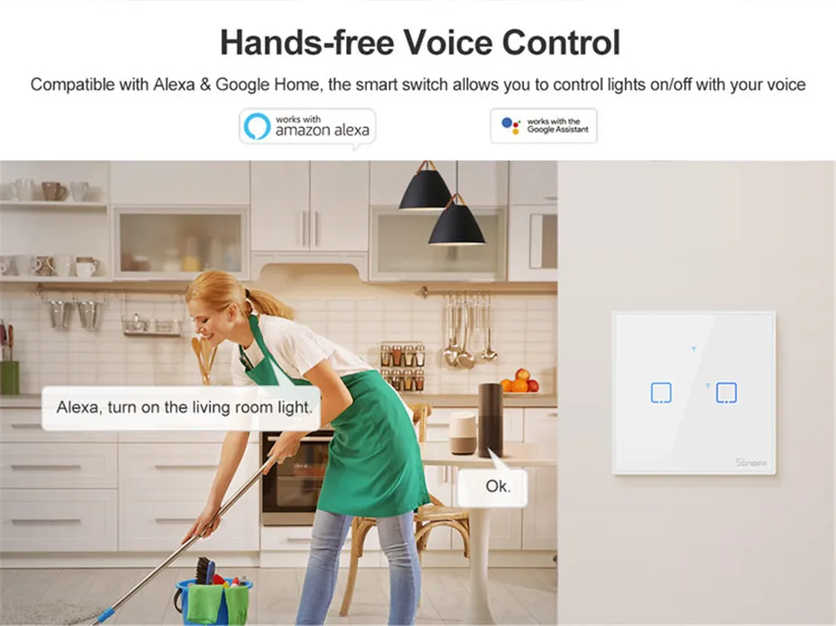 Sonoff T2 Smart WiFi RF APP Touch Control Wall Light Switch 1 2 3 Gang 86 Type UK Panel Wall Touch Light Switch Alexa Nest-6