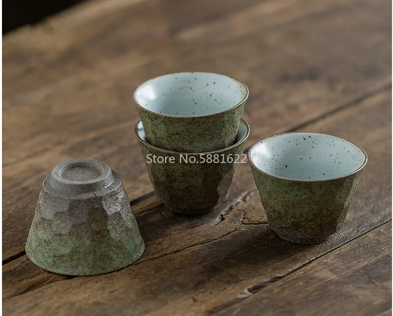 Tea Cup Japanese Coarse Pottery Handmade Ceramic Kung Fu Small Bowl Retro Home Decor