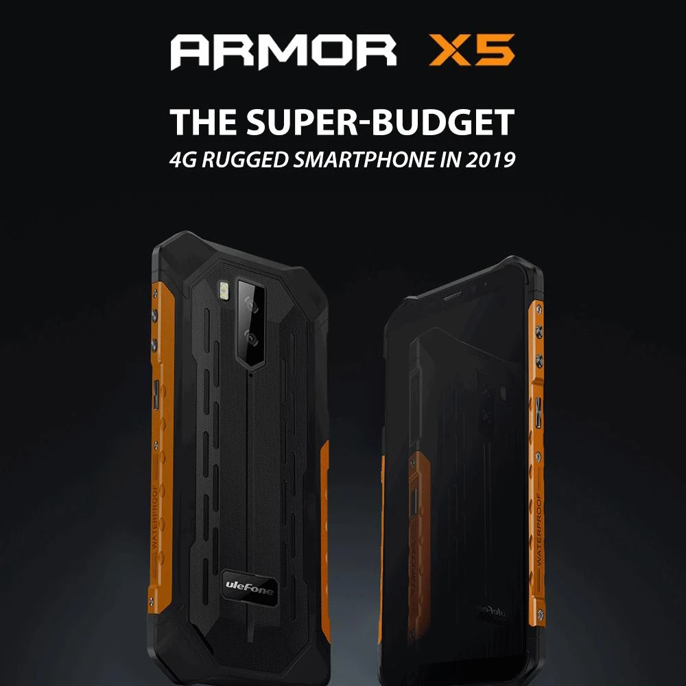 Ulefone Armor X5 прочный мобильный телефон 5," Android 9,0 MTK6763 Восьмиядерный мобильный телефон 3 ГБ+ 32 ГБ Face ID 5000 мАч OTG NFC Смартфон