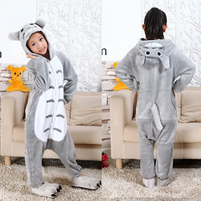 Кингуруми детские пижамы с единорогом, комбинезон с пандой, зимняя Фланелевая пижама Кигуруми для девочек, ночная рубашка с единорогом, комбинезон для сна