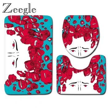 

Cartoon Bathroom Bath Mat Set 3pcs Bath Rugs Anti-slip Mat For Bathroom Toilet Seat Cover Toilet Floor Mat Children's Bath Rug